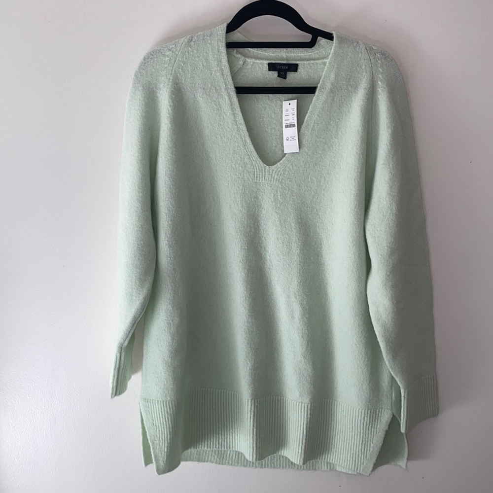 NEW J.Crew Stretch-wool V-neck Tunic Sweater
